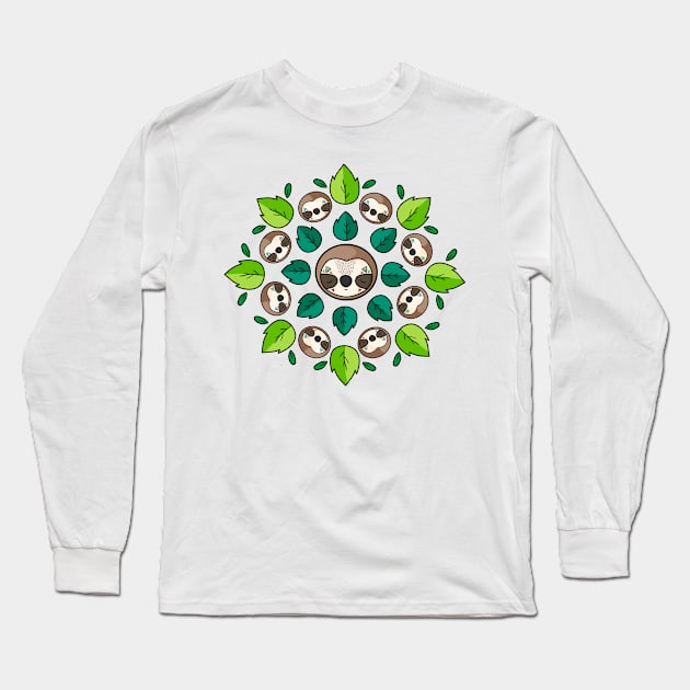 Mandala Sloth Long Sleeve T-Shirt by lunaticpark